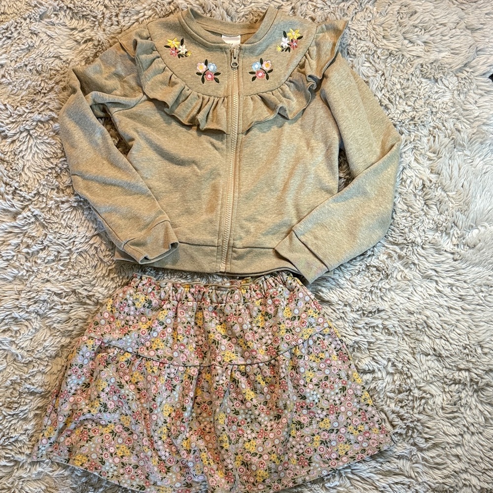 Floral Embroidered Kids Matching Set